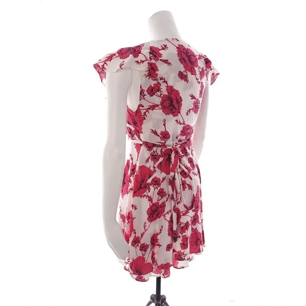 Free People Women's Size Small French Quarter Floral Pink White Wrap Dress